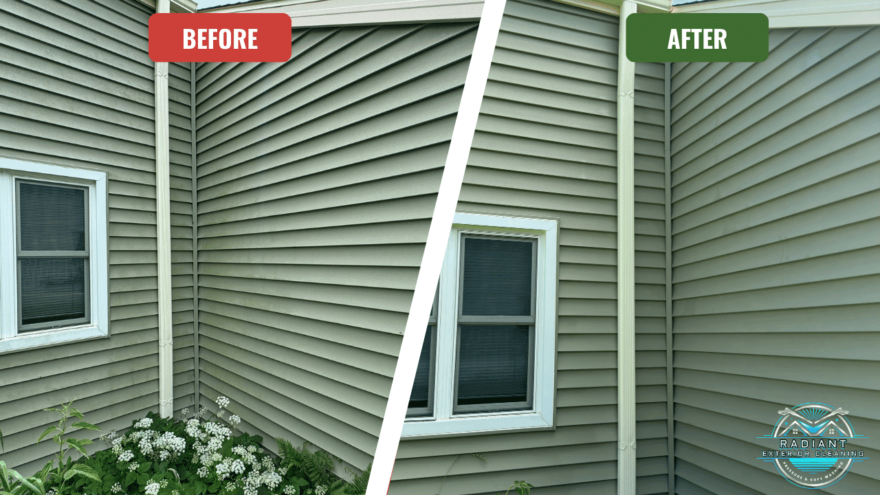 Before and after exterior cleaning